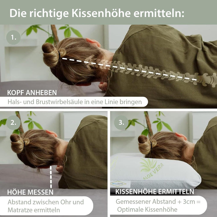 orthopädisches Nackenstützkissen aus Visco Gelschaum &amp; Aloe Vera Bezug - Kopfkissen Atmungsaktiv, Sc