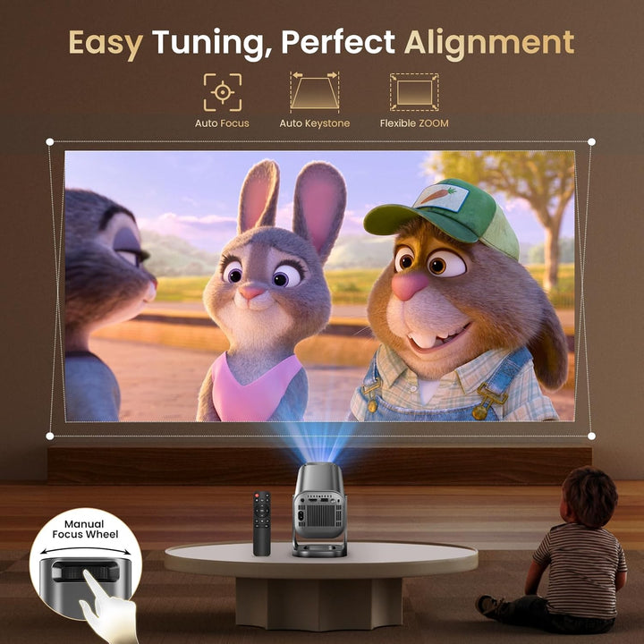 Mini Beamer 4k 1080P Unterstützung Projektor Klein 22000L mit WiFi 6 Bluetooth 5.4 Heimkino Smart Be