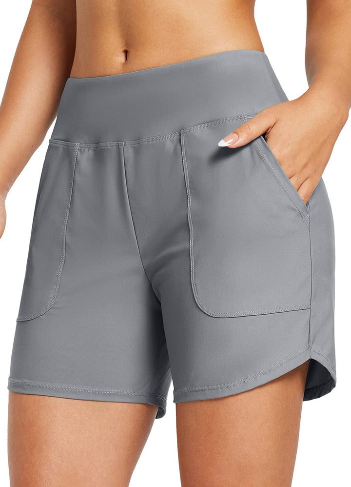 BALEAF Damen Badeshorts Bauchkontrolle UPF50+ Badehose Schnell Trocknend Schwimmhose Hohe Taille Boa
