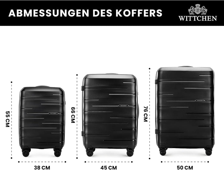 WITTCHEN ARCO Line | Reisegepäck-Set Leichtes Gepäck | Polypropylen TSA-Schloss Teleskopgriff 4 Lenk