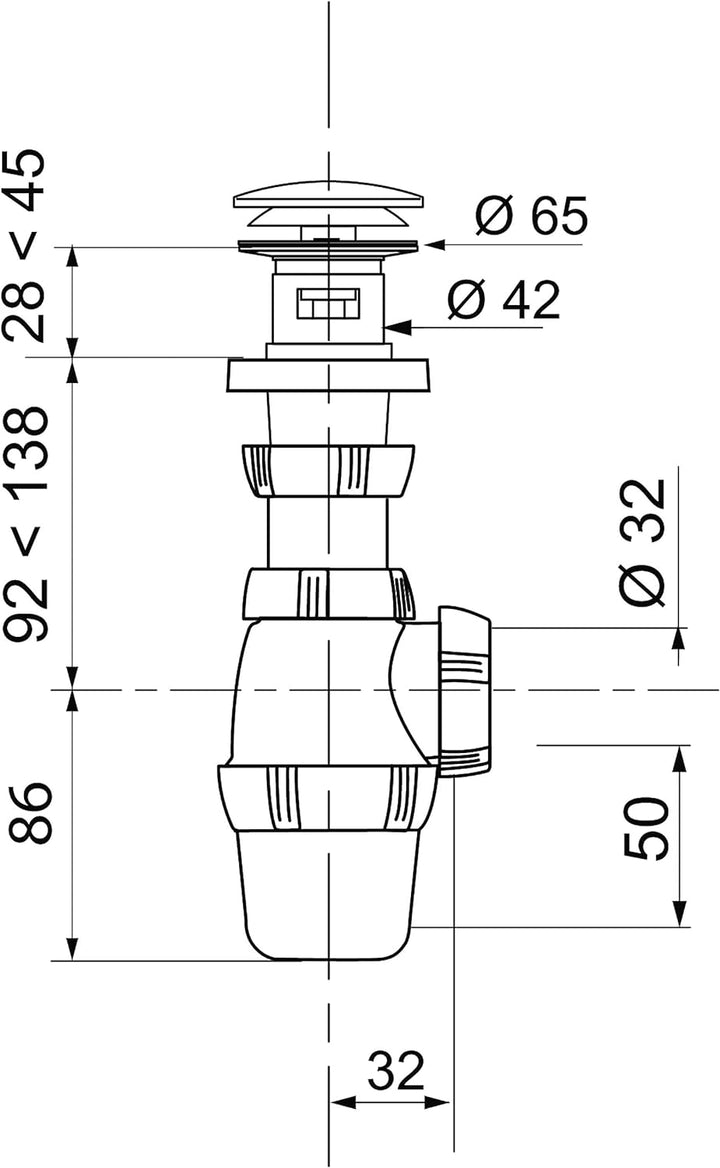 Wirquin Quick-Clac SP50099 Ablaufgarnitur/Siphon mit/mit Stopper/Chrom Einzigartig, Einzigartig