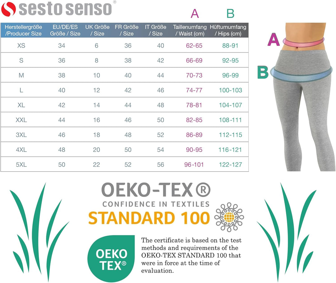 sesto senso 3 Paar Damen Sport Leggings Verschiedene Beinlängen Baumwolle Bunt Yoga Fitness Hose 1/2