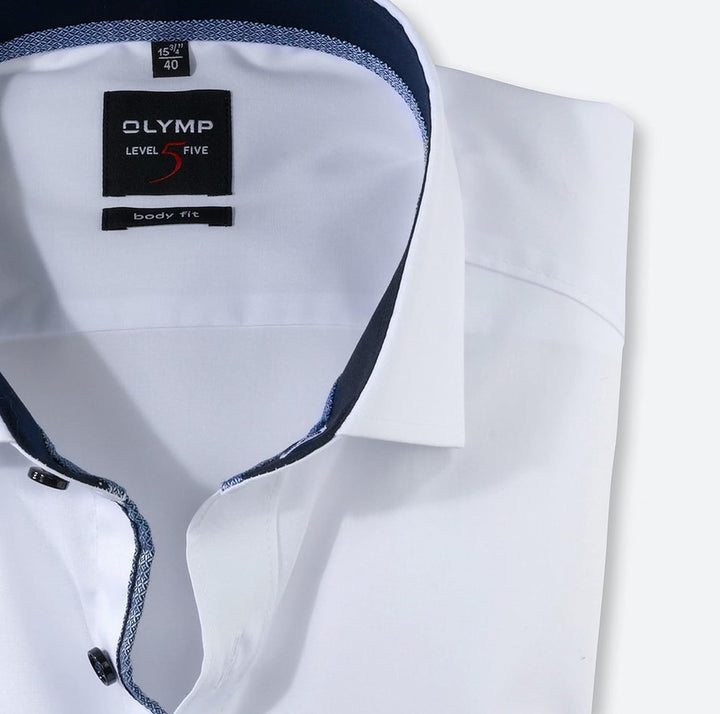OLYMP Level Five Body fit Hemd extra Langer Arm Haifischkragen Twill weiss 38 Weiã, 38 Weiã