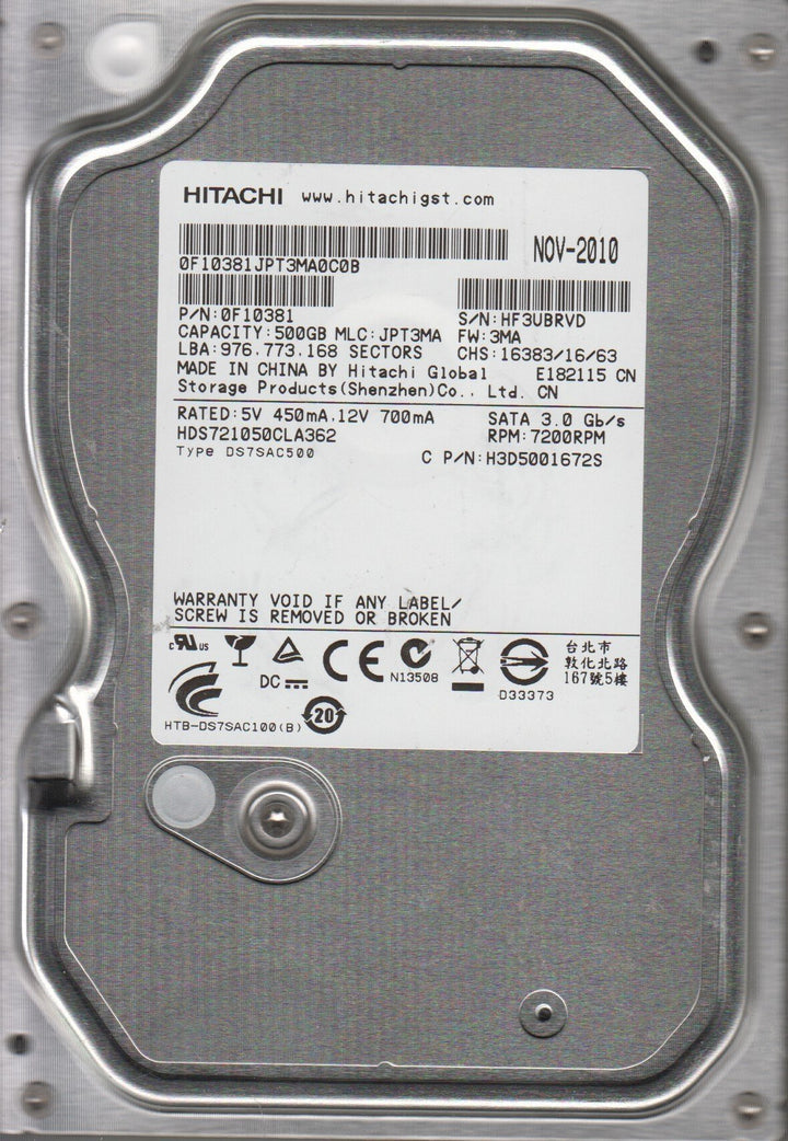 HGST Deskstar 7K1000.C 3.5 Zoll 500 GB Serial ATA II - Interne Festplatten (3.5 Zoll, 500 GB, 7200 R