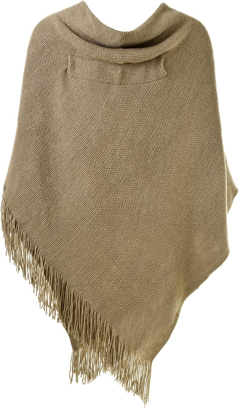 Ferand Damen Poncho Locker sitzender Cape Schal mit offener Vorderseite für Herbst und Winter Khaki,
