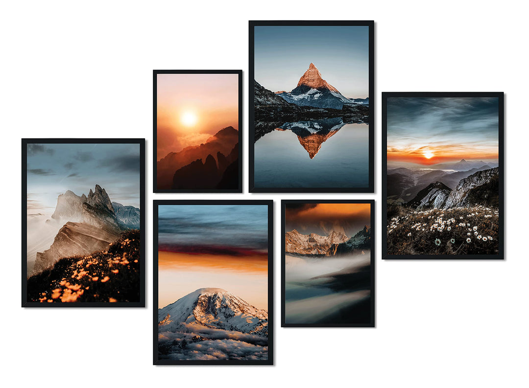 CreativeRobin Premium Poster Set als Wohnzimmer Deko Schlafzimmer | 4x A3 + 2x A4 Wandbilder Collage