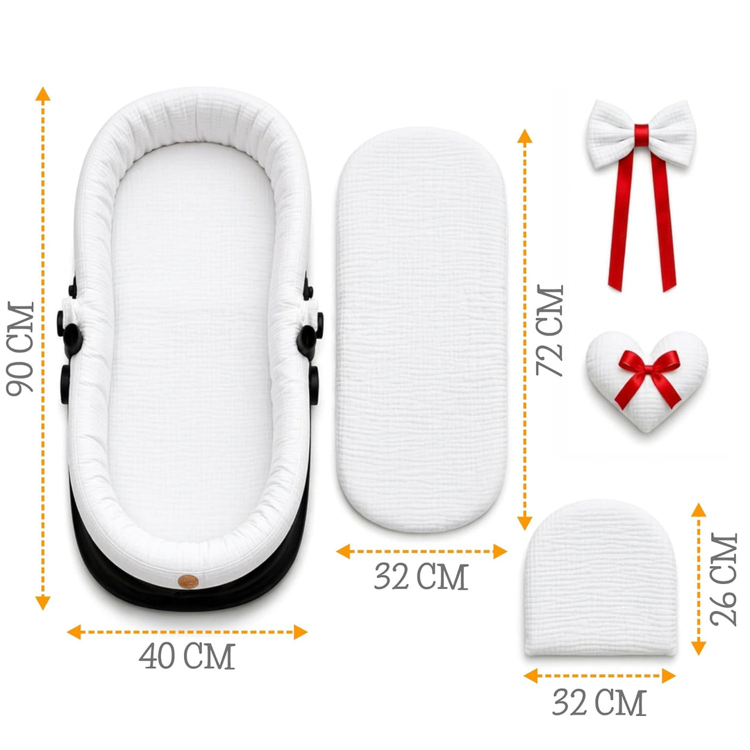 Stubenwagen Umrandung Musselin - Nestchen für Kinderwagen und Buggy Babybett Zubehör Babywanne und K