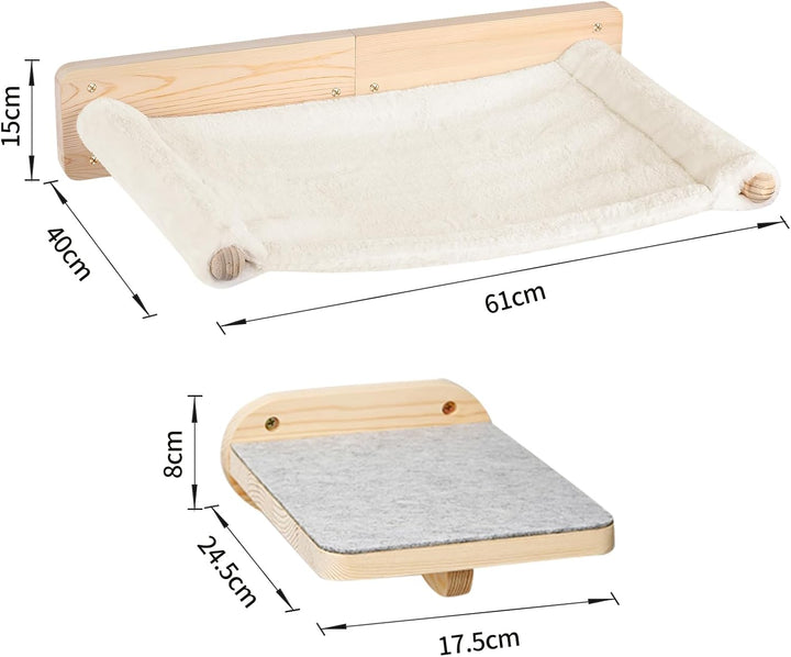 Kletterwand Katzen inkl,2X Katzentreppe Wand,Massivholz,Kratzbaum Wand,Hängematte Katze,Katzenwand,W