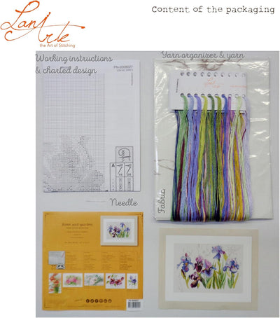 Lanarte Zählmusterpackung Iris Kreuzstichpackung, Baumwolle, Mehrfarbig, 40 x 28 x 0.3 cm Traditione