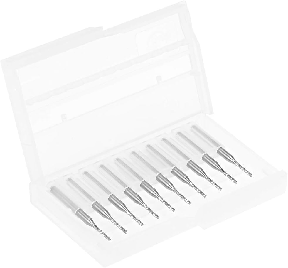 sourcing map 10 Stücke 1,4mm Hartmetall Schaftfräser Gravur Fräser für Leiterplattenmaschine, 1/8 "S