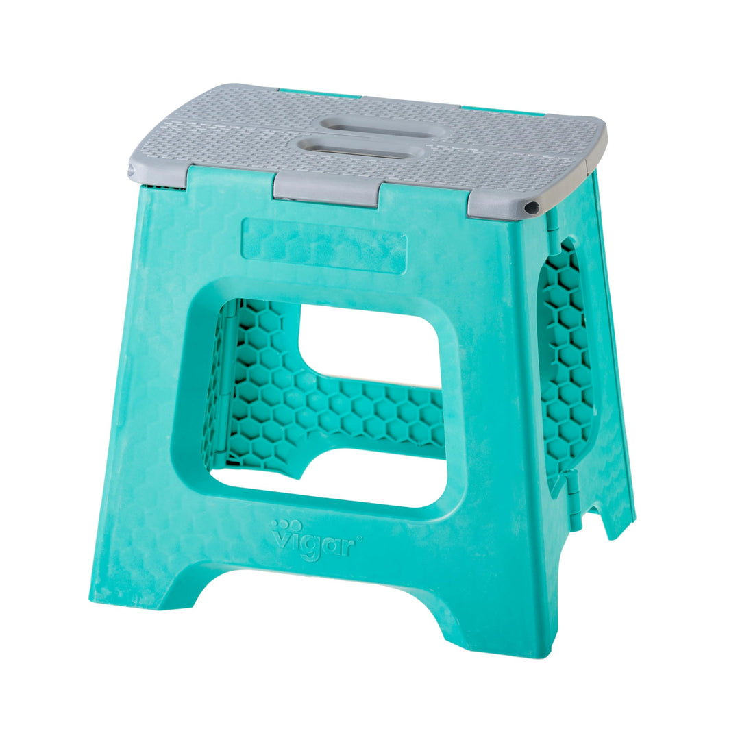VIGAR Tritthocker klappbar 32 cm mit Griffen, Polypropylen, Türkis, 36 x 26 x 32 cm Compact Türkis 3