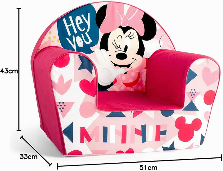 Lulabi Minnie Icon Poltroncina Bimba, Rosa, Decorata, in Cotone e Spugna, Misura 51x33xH43cm