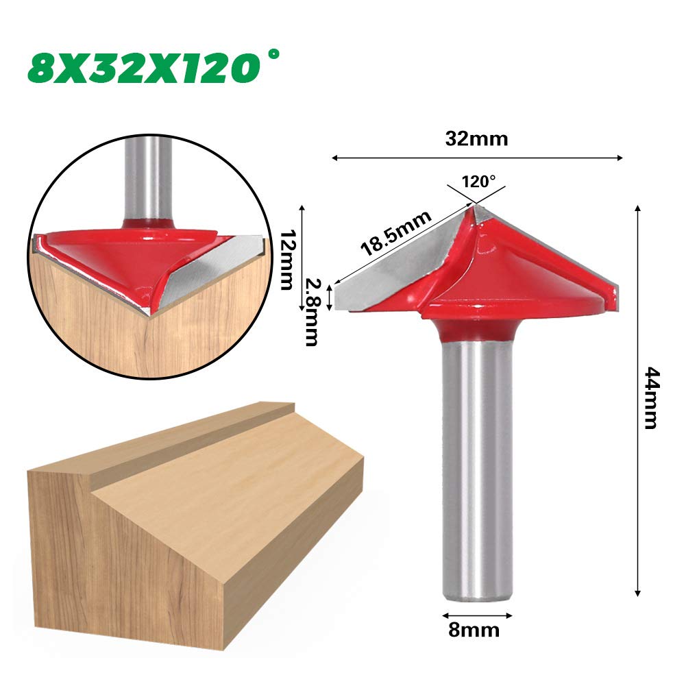 BIGP 6 Stück 8mm Schaft 3D CNC V-nut Formfräsen Holzschneider Fräser Set 60° 90° 120° V Groove Route