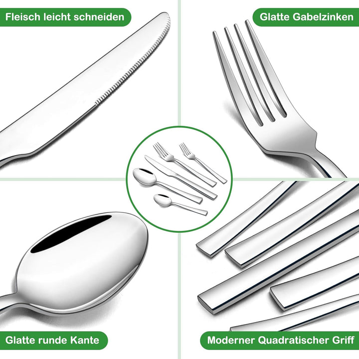 Homikit Besteck Set, Edelstahl poliert 30 teilig Besteckset für 6 Personen, Essbesteck Set mit Messe
