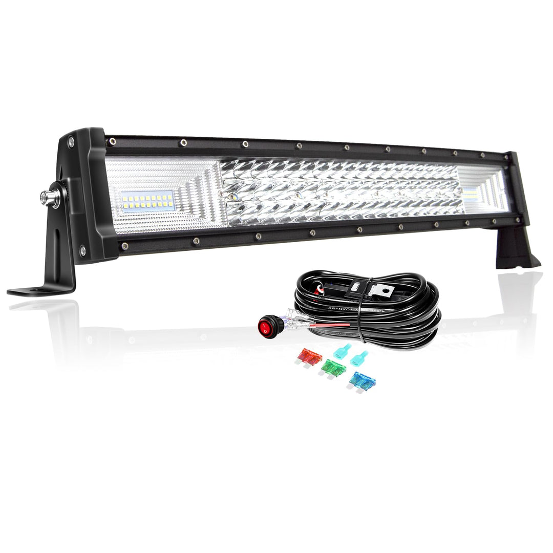 PICAA 3 Rows Gewölbt 22 Zoll LED Lightbar 270W mit Kabelbaum Kit Lichtbalken Arbeitsscheinwerfer Flu