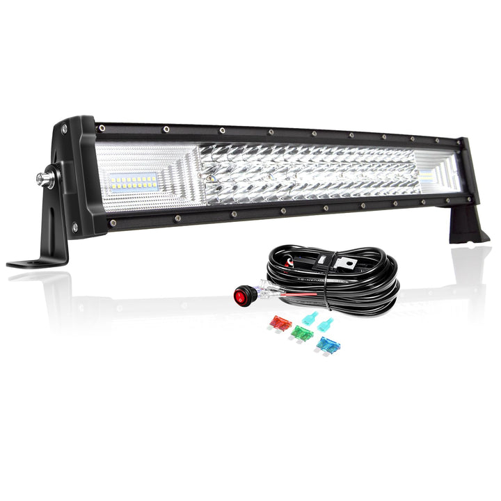 PICAA 3 Rows Gewölbt 22 Zoll LED Lightbar 270W mit Kabelbaum Kit Lichtbalken Arbeitsscheinwerfer Flu