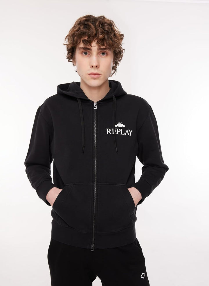 Replay Herren Hoodie mit Reissverschluss M Black 098, M Black 098