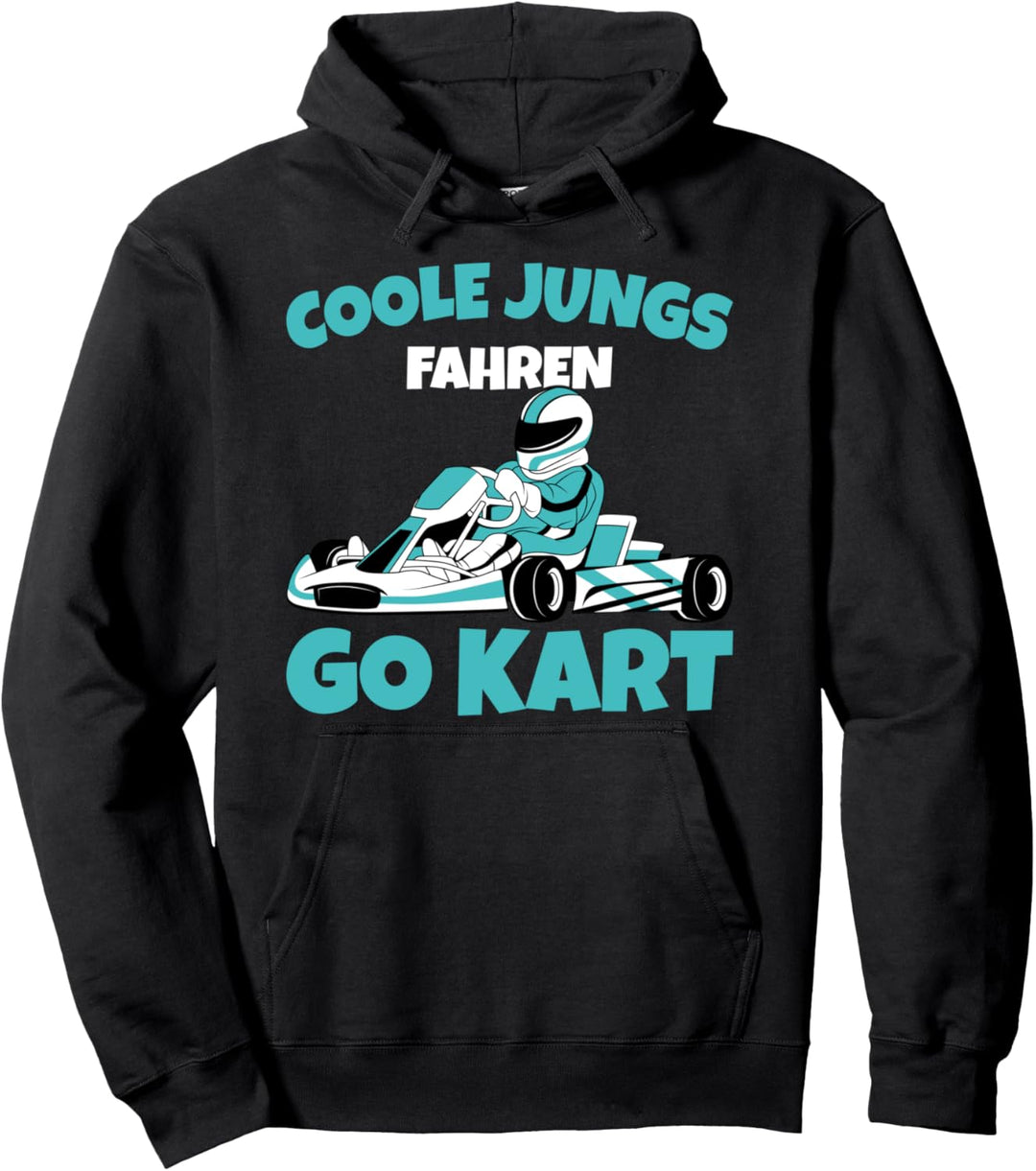 Coole Jungs fahren Go Kart Rennkart Gokart Junge Kinder Pullover Hoodie