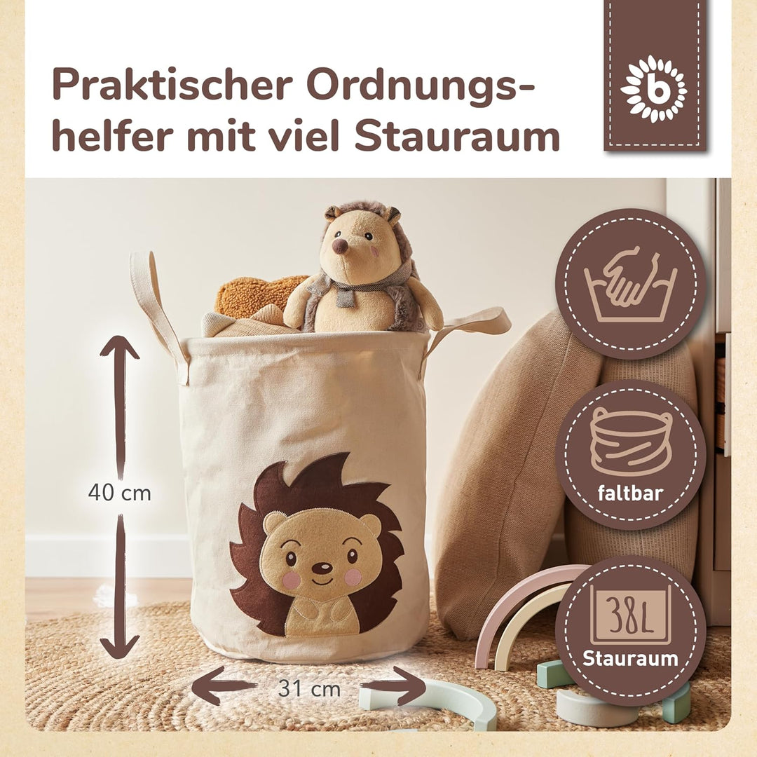 Bieco Wäschekorb Baby Igel Piksi | Grosser Aufbewahrungskorb Kinder Baumwolle und Wasserabweisend |