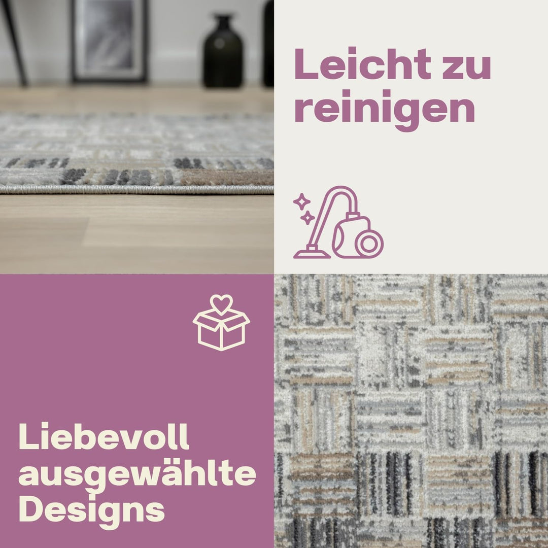 MY-RUG Teppich Ola rund Creme 120 x 120 cm Runder Esszimmerteppich in kurzflor, Badezimmerteppich in