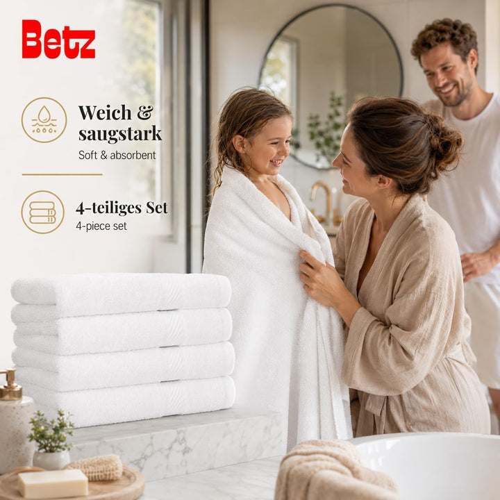 Betz 4 Stück Duschtücher Set Palermo Grösse 70x140 cm 100% Baumwolle Badetuch Duschhandtuch Sporthan