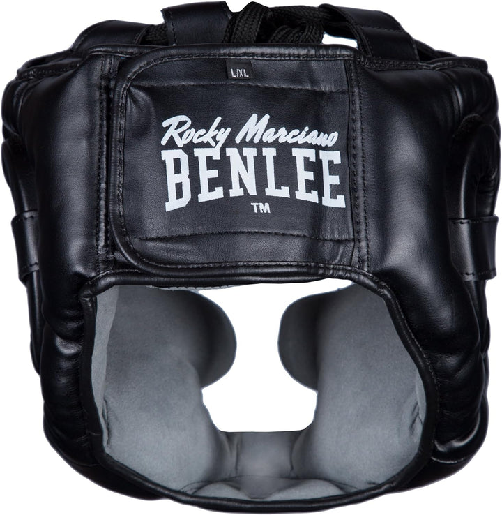 BENLEE Kopfschutz aus Kunstleder Full Protection Schwarz S/M Bundle mit Boxbandagen, Schwarz, 3m, Sc