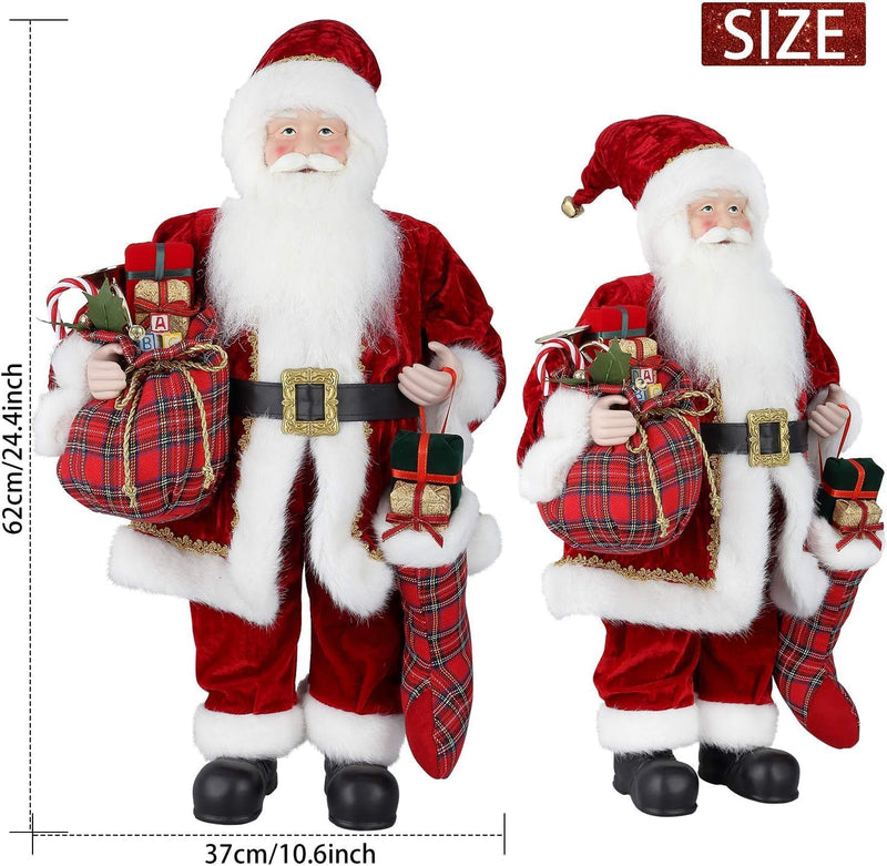 himaly Weihnachtsmann 24 Zoll Weihnachtspuppe 61.5 cm Höhe Weihnachtsmänner Saisonal Weihnachten Wei