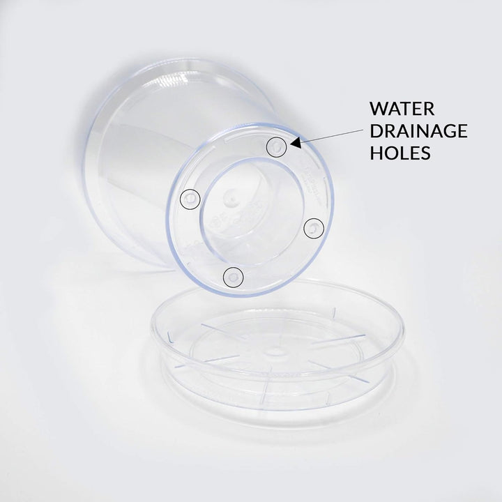 Kalapanta 3 transparente Plastiktöpfe für Orchideen mit Entwässerungslöchern und 3 Untersetzers (3,