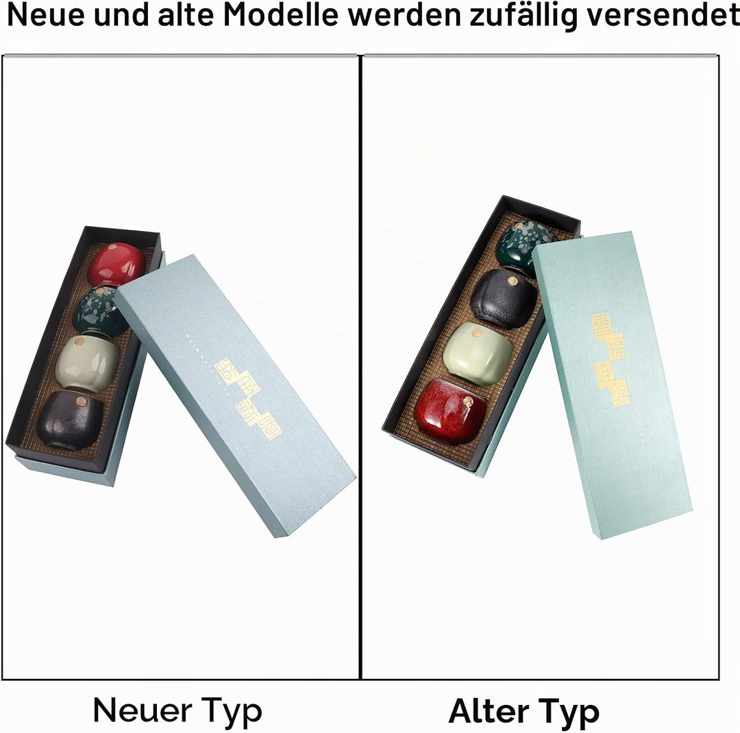 4 Stück Teetasse-Set, Japanische Teetasse Retro Gebackene Teetasse Set Art Keramik Kung Fu Teegeschi