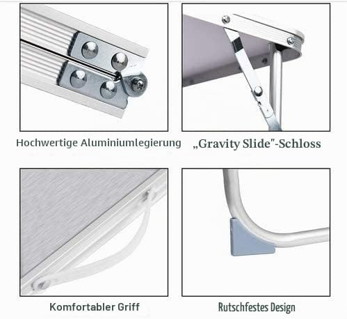 Qimu Niedriger faltbarer Campingtisch, leichter Aluminium-Picknicktisch, Laptop-Betttisch, tragbarer
