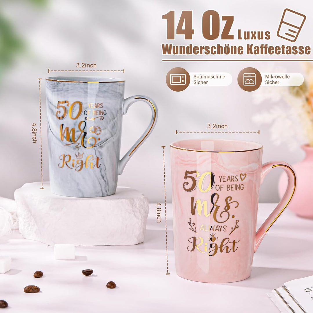 Goldene Hochzeit Geschenke, 50 Hochzeitstag Geschenk, Marmoriert Tasse - Geschenke zum Goldenen Hoch