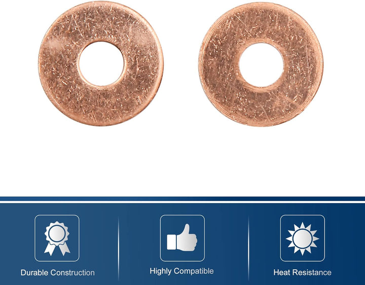 sourcing map 40Stk. 6mm Innendurchmesser Kupfer Unterlegscheiben Flache Dichtungsringe Ringe