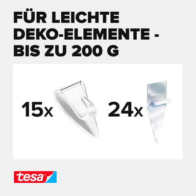 tesa Powerstrips DECO Haken SMALL im 3er Pack - Klebehaken für Deko an Glas und Spiegel - bis zu 200