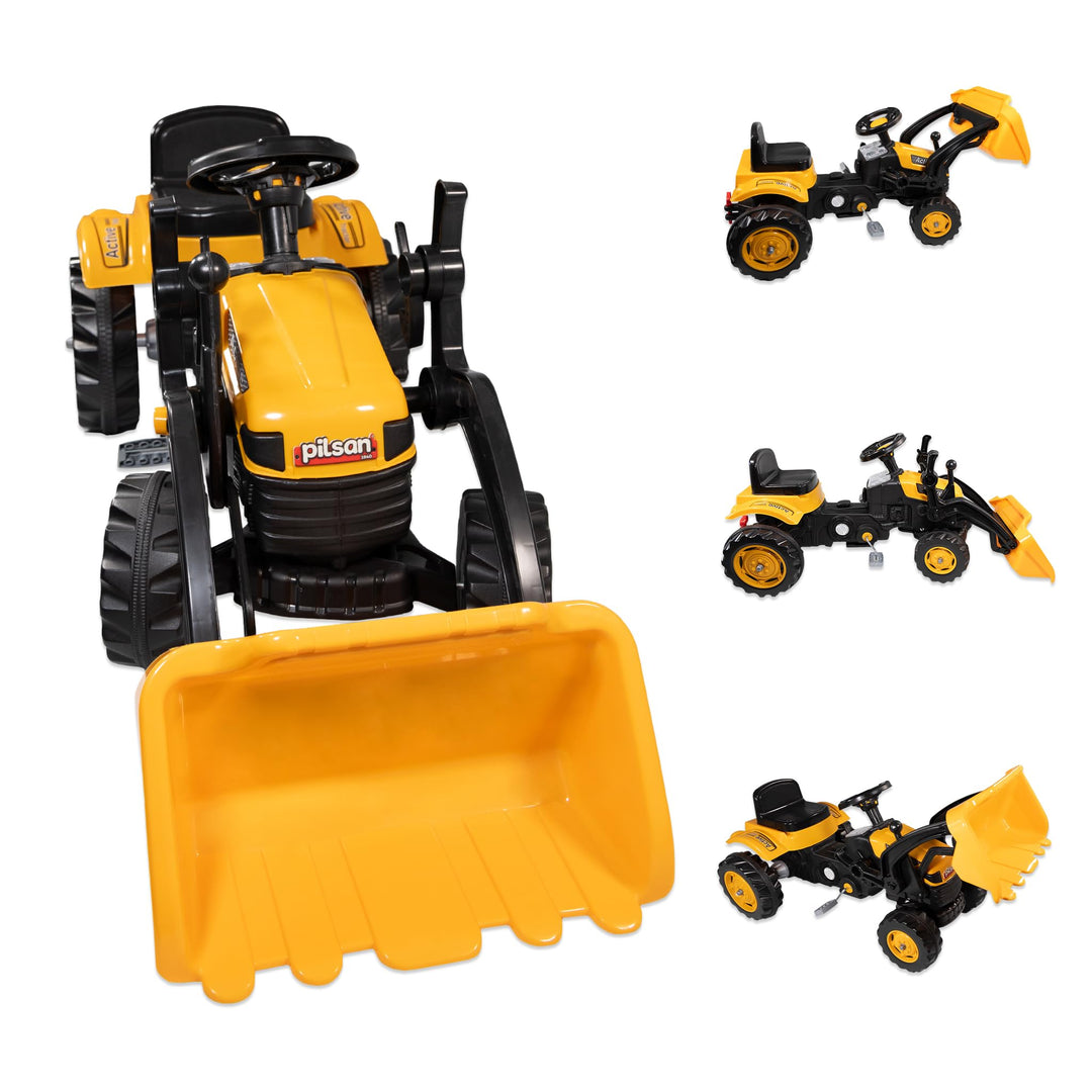 Lemodo Trettraktor ab 3 Jahre | Kinder Traktor in gelb| Traktor zum draufsitzen | Kindertraktor mit