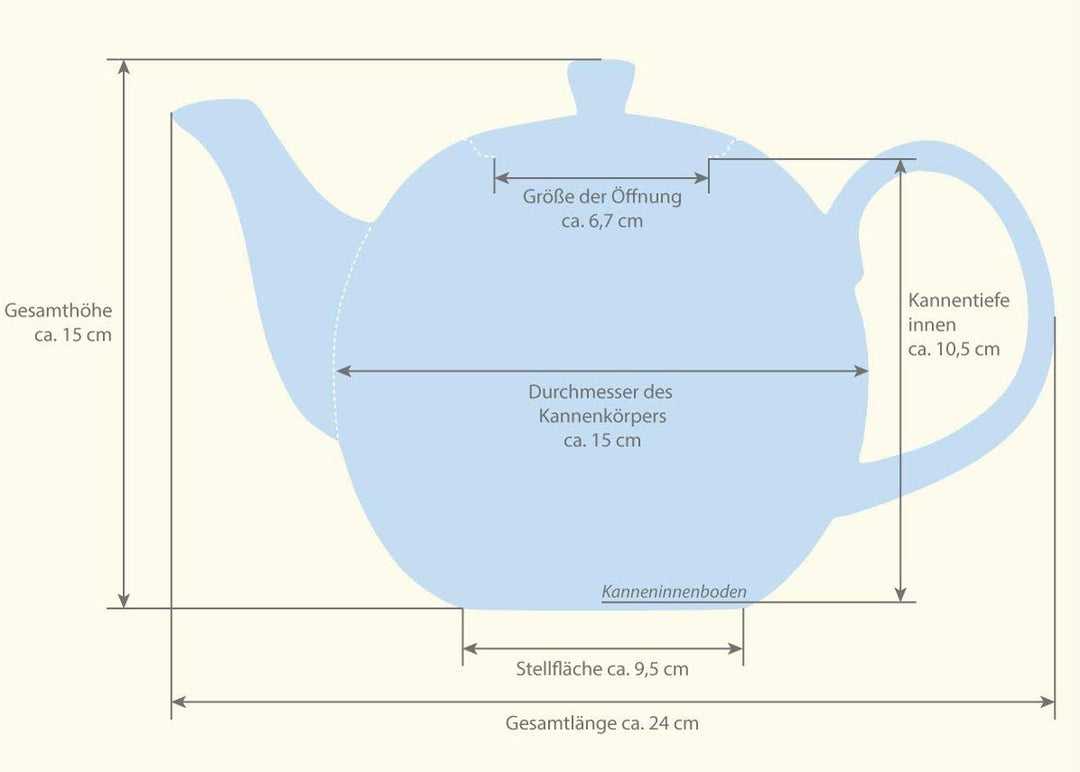 Buchensee Teeservice aus Fine Bone China Porzellan. Teekanne in fein-cremigem Weiss mit 1,5l Füllvol
