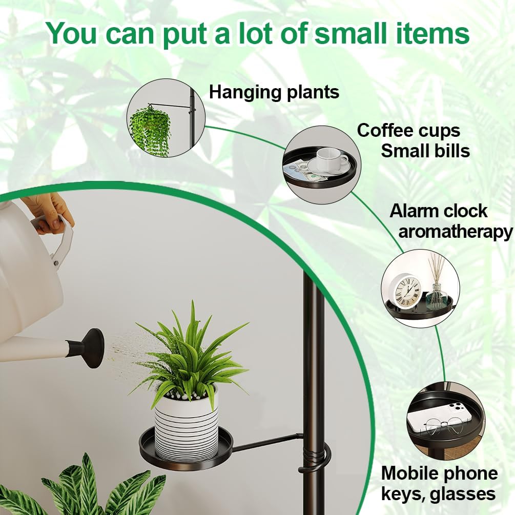 BAOYOUNI 4 Ebenen Teleskop Blumenregal, Pflanzenständer Indoor aus Kohlenstoffstahl, Höhenverstellba