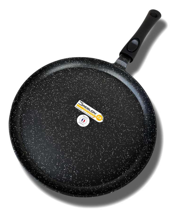 Cflagrant® Grosse Crêpe-Pfanne 32 cm Crêpe-Pfanne in Steinoptik, für alle Herdarten geeignet, auch I