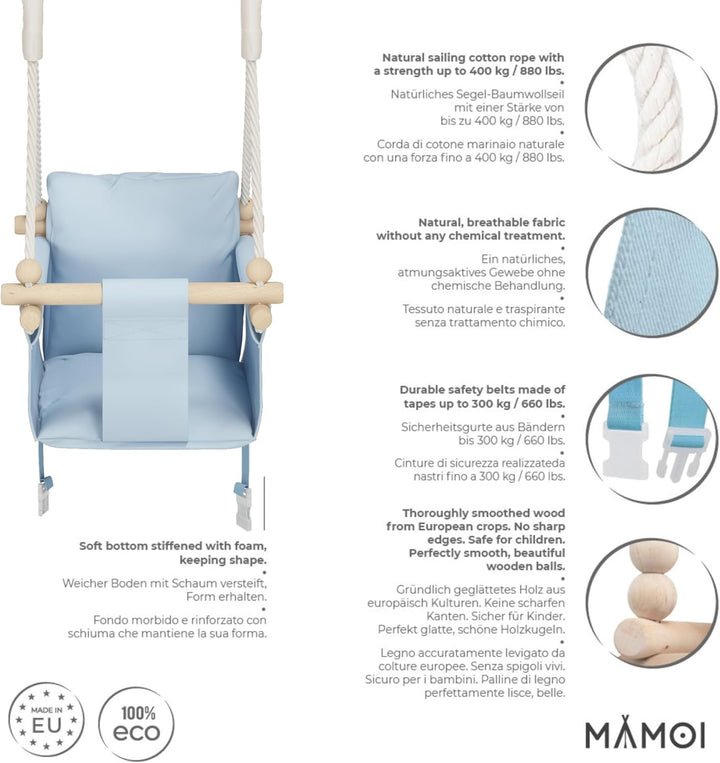 MAMOI® Babyschaukel, Baby schaukel Indoor, Kinderschaukel aus Holz, Holzschaukel für Kinder, Schauke
