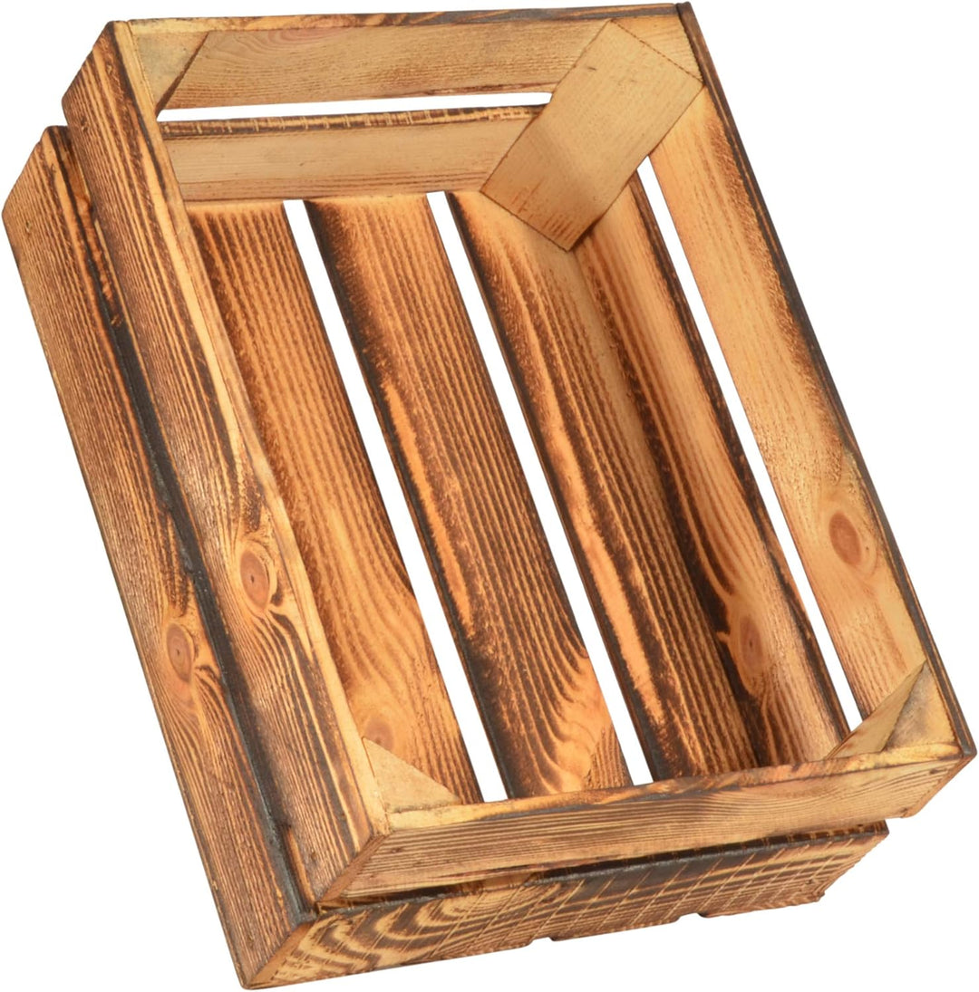 2 Set Geflammte Obstkisten - 38x28x15cm Holzkisten Weinkisten Apfelkisten 38x28x15cm Hell Geflammt 2