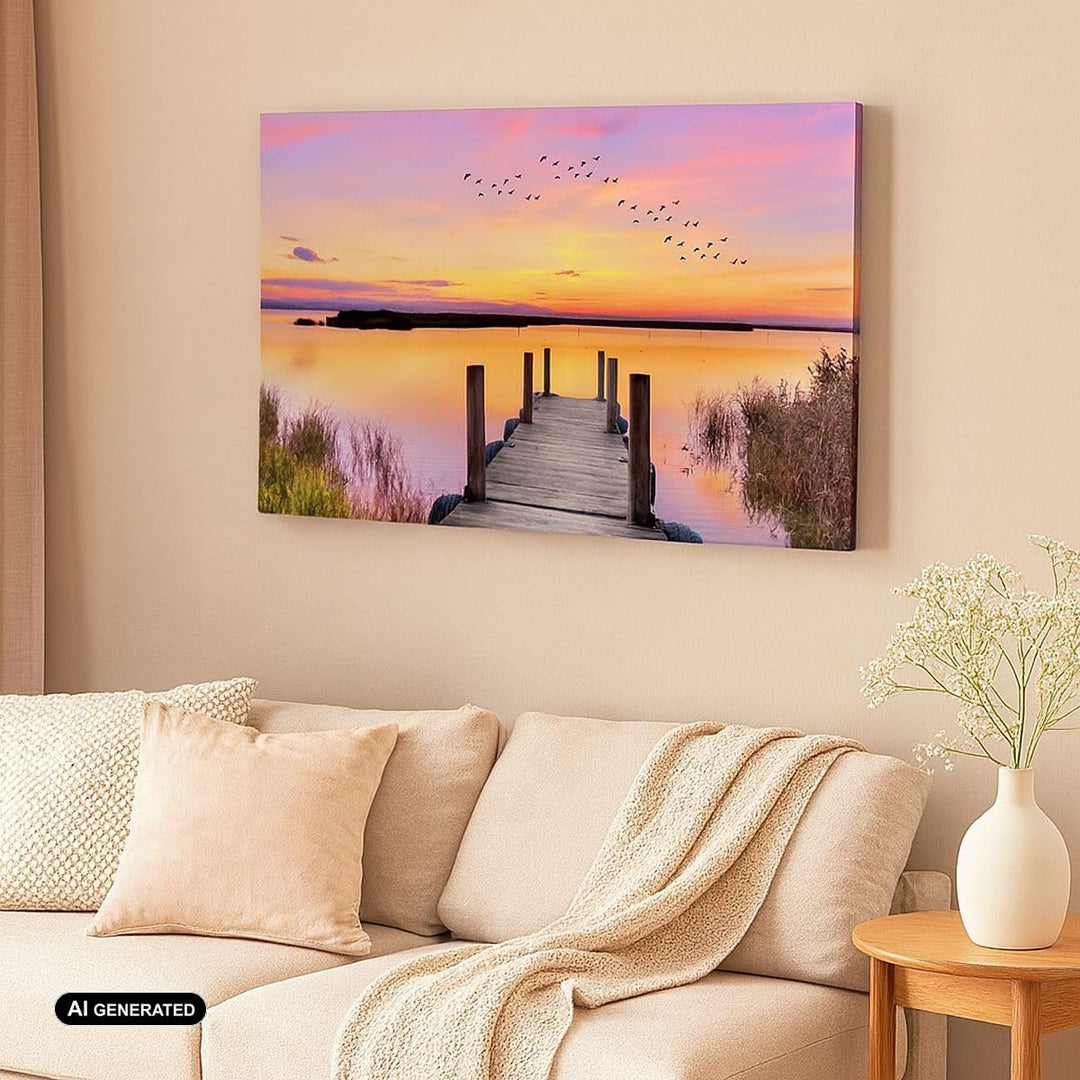 Bilder auf Leinwand 100x70cm Leinwandbild Fussgängerbrücke Sommer Menschen Liebe Gross Wanddeko Bild
