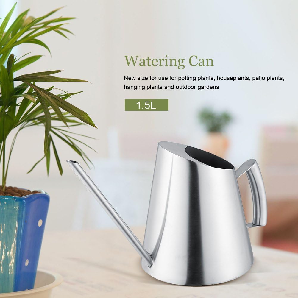 Hztyyier 1500 ml Edelstahl Giesskanne gebürstet solide Giesskanne mit langem Auslauf für Indoor Outd