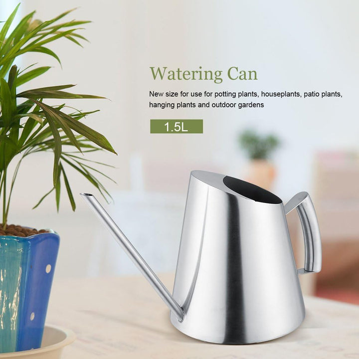 Hztyyier 1500 ml Edelstahl Giesskanne gebürstet solide Giesskanne mit langem Auslauf für Indoor Outd