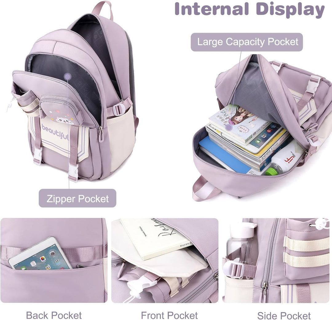 FANDARE Niedlich Kinderrucksack Schulranzen Mädchen Junge Schulrucksack Büchertaschen für Grund-, Mi