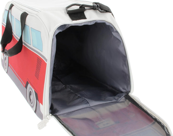 BRISA VW Collection - T1 Bulli Bus Sporttasche Reisetasche Gross Rot und Beige Klein (50 x 25 x 26 c