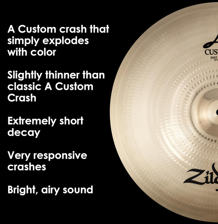 Zildjian A Custom Series - 17" Fast Crash Cymbal - Brilliant finish 17 Zoll, 17 Zoll