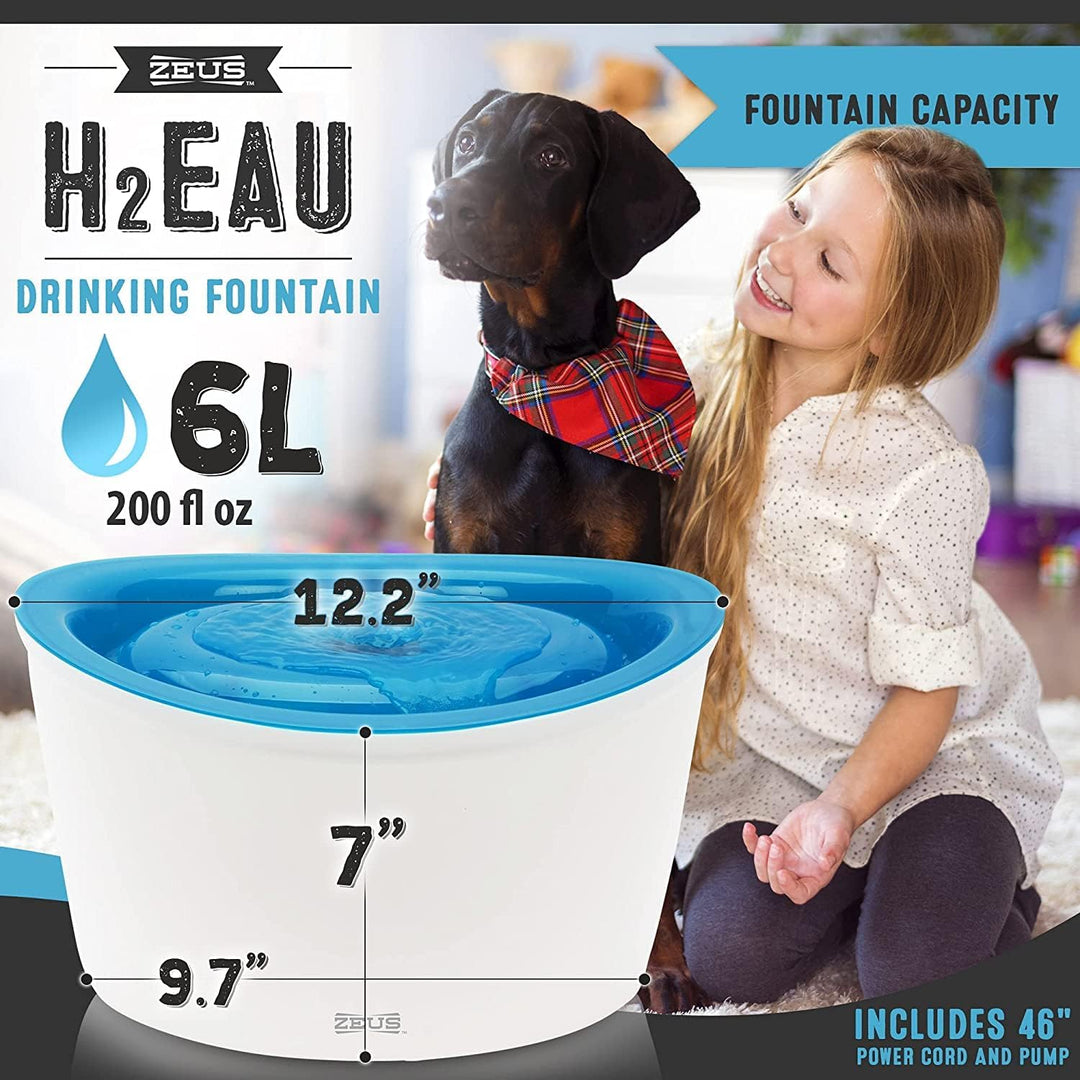 Zeus Trinkbrunnen für Hunde, weiss/blau, 6L