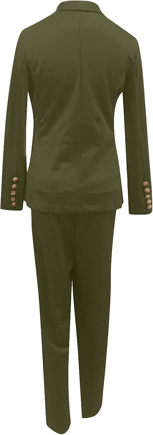 Damen Langarm Knopf Unten Solide Farbe Anzug Hose Blazer Lässig Elegant Business-Anzug T-Shirt Damen