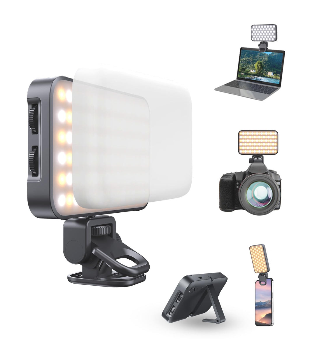 TONEOF 96 LED Handy Licht mit Weichem Diffusor und Integriertem Ständer, Wiederaufladbare Kameralich