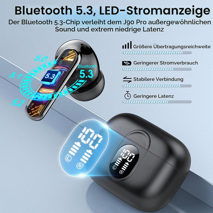 Csasan Bluetooth Kopfhörer, Kabellos Bluetooth 5.3 Deep Bass mit 4 ENC Mic, 40Std Spielzeit Touch Co