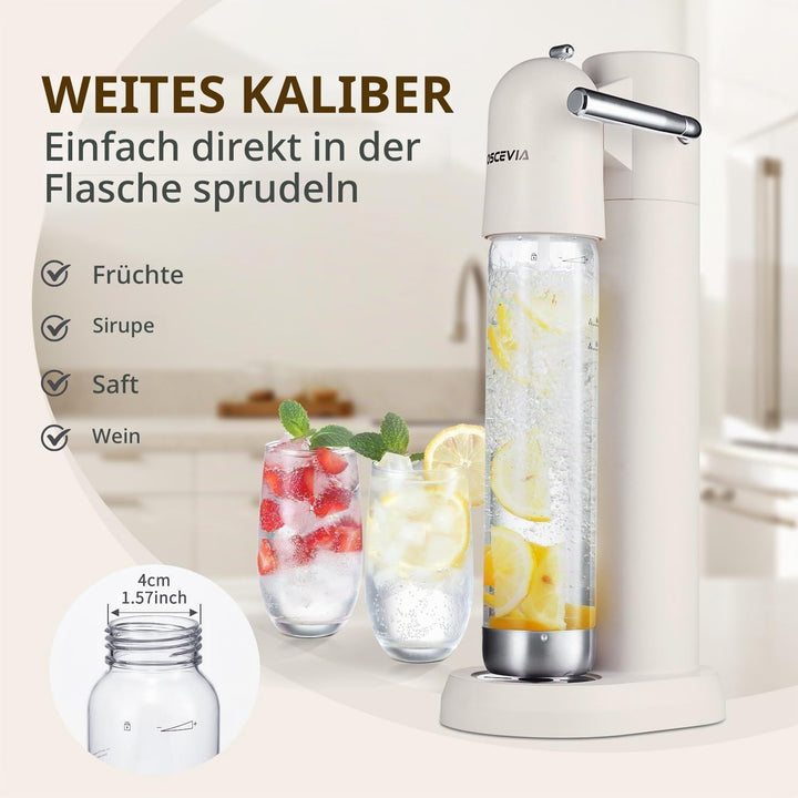 Wassersprudler mit Kunststoffflasche (1L + 1L) – Wasser Sprudler für Zuhause, Sprudelwasser Maschine